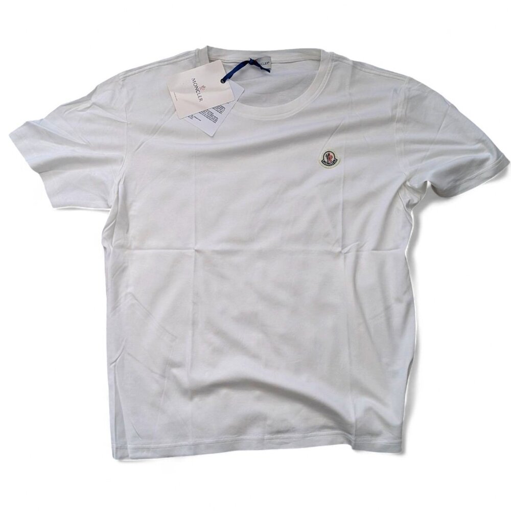 Moncler White Logo T-Shirt – X- Large, Short Sleeve, Luxury Streetwear